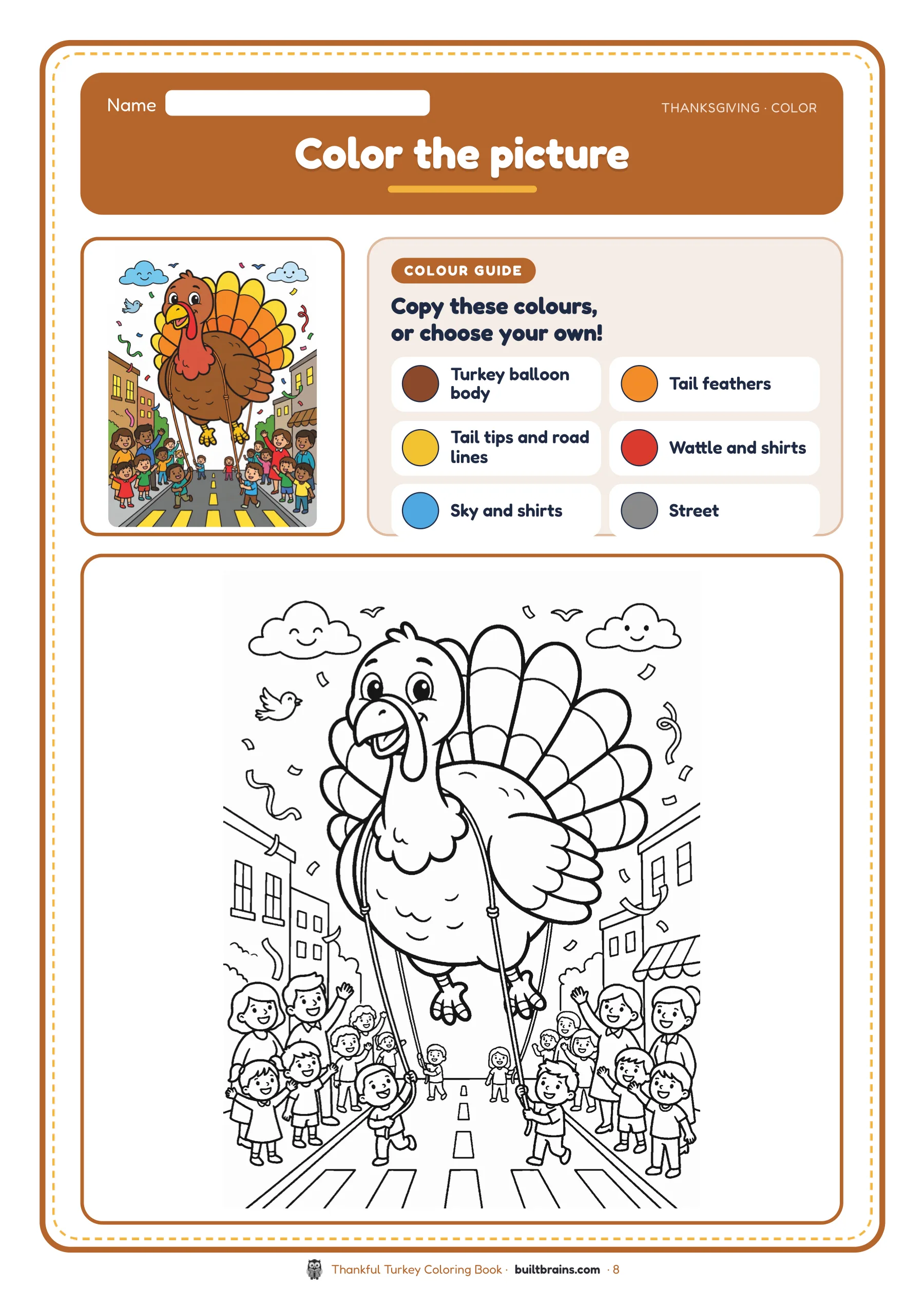 Thankful Turkey Coloring Book — page preview 4