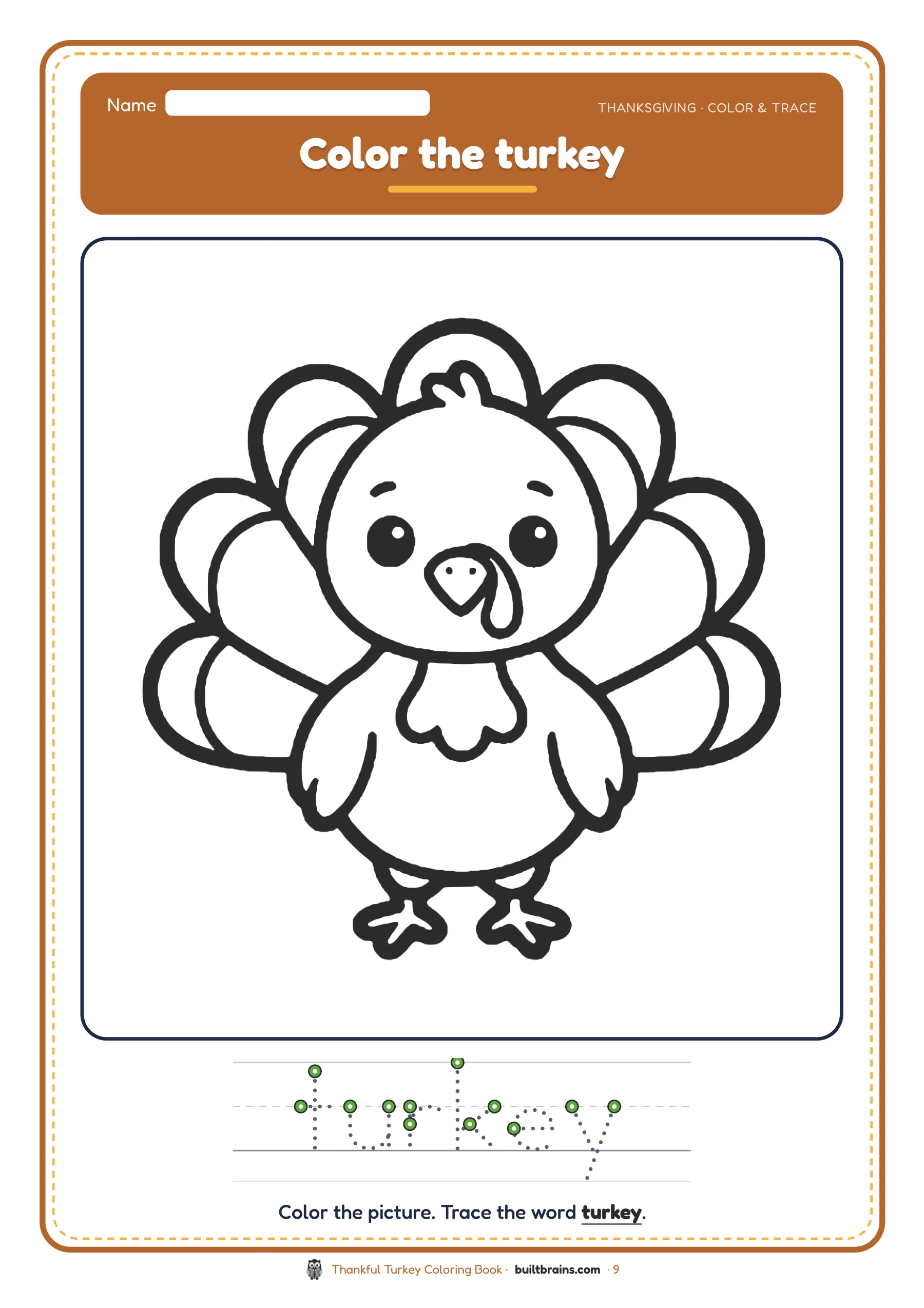 Thankful Turkey Coloring Book — page preview 5
