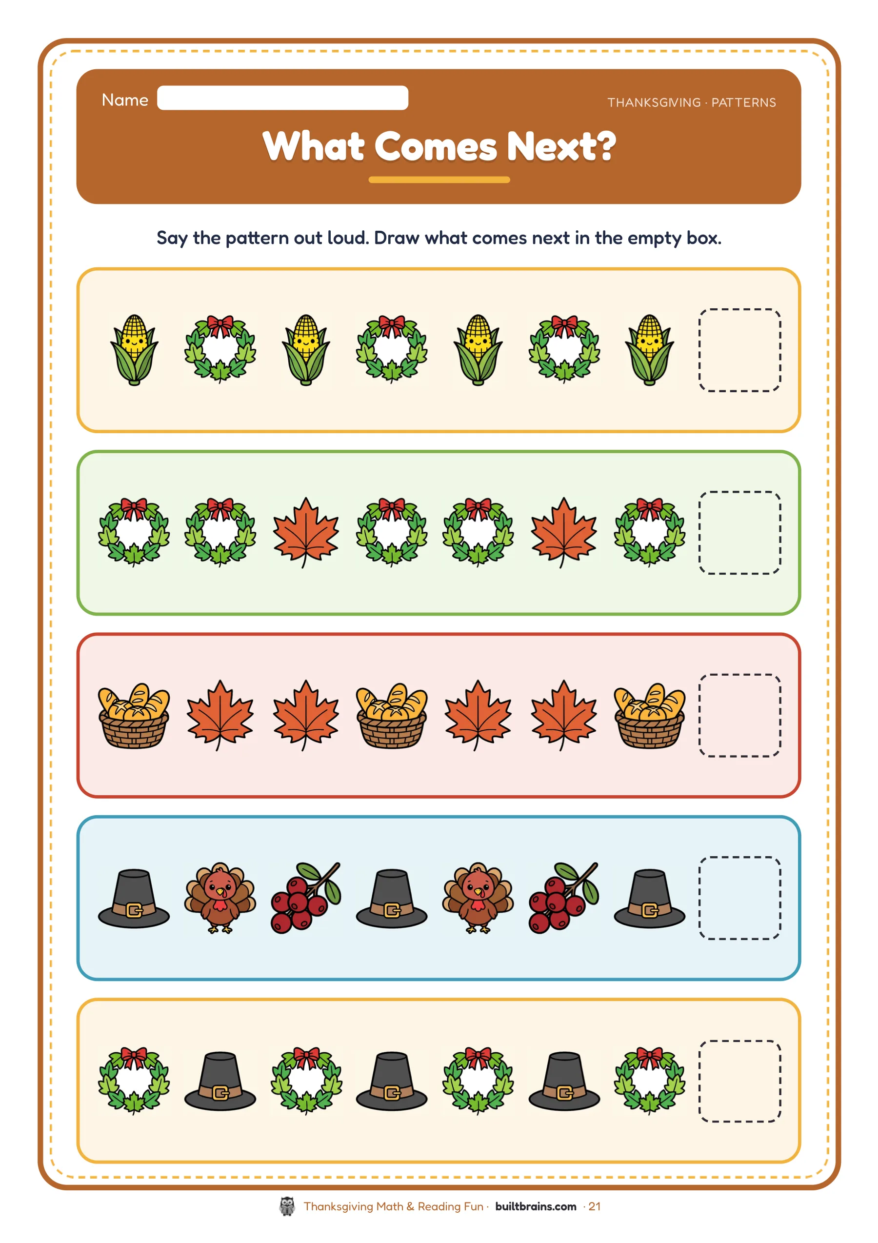 Thanksgiving Math & Reading Fun — page preview 7