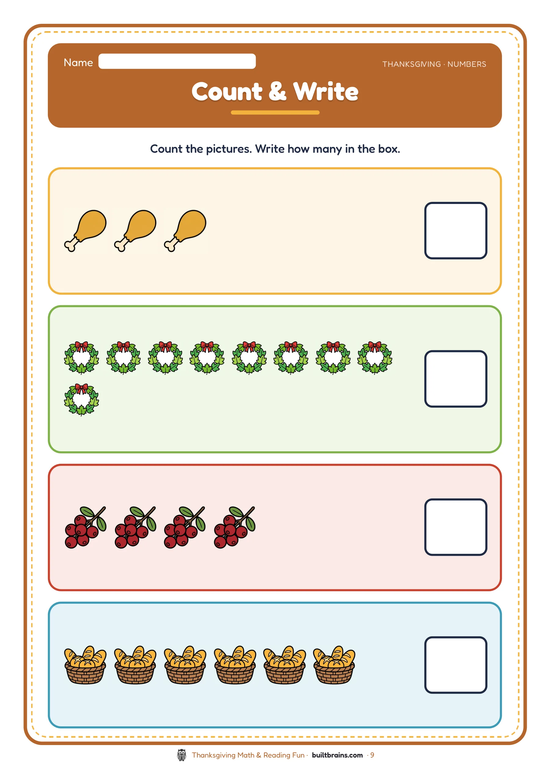 Thanksgiving Math & Reading Fun — page preview 4