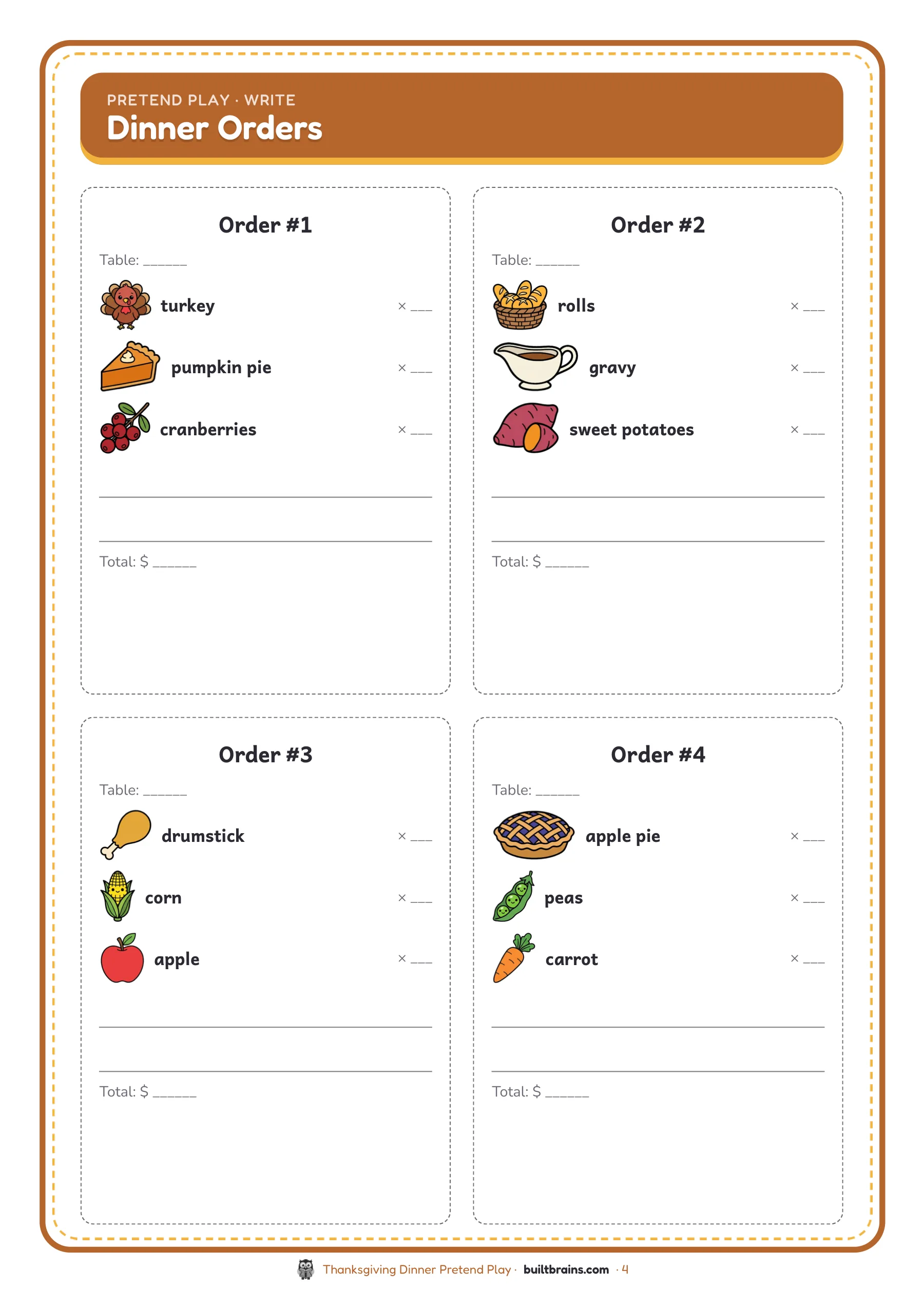 Thanksgiving Dinner Pretend Play — page preview 2
