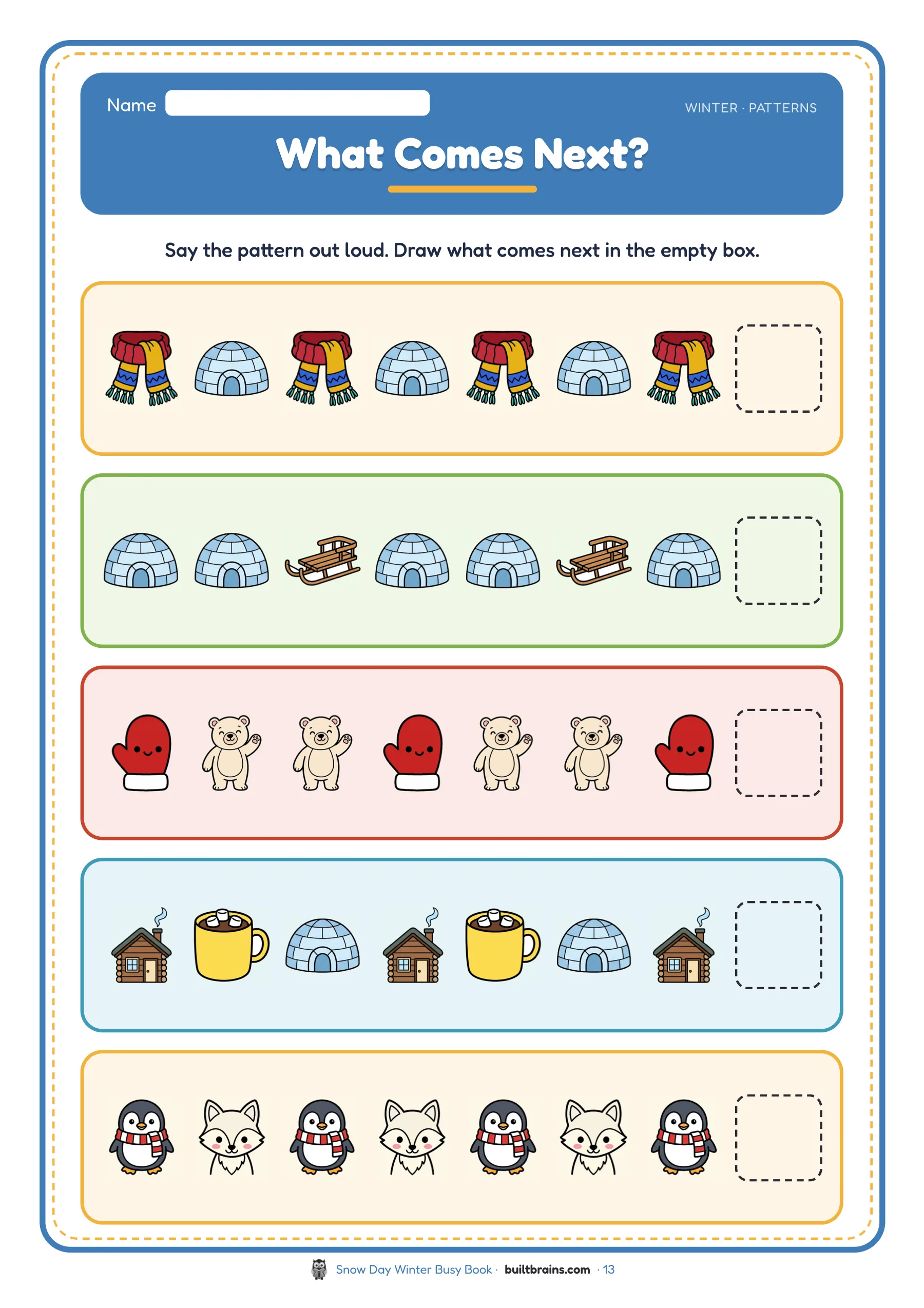 Snow Day Winter Busy Book — page preview 6