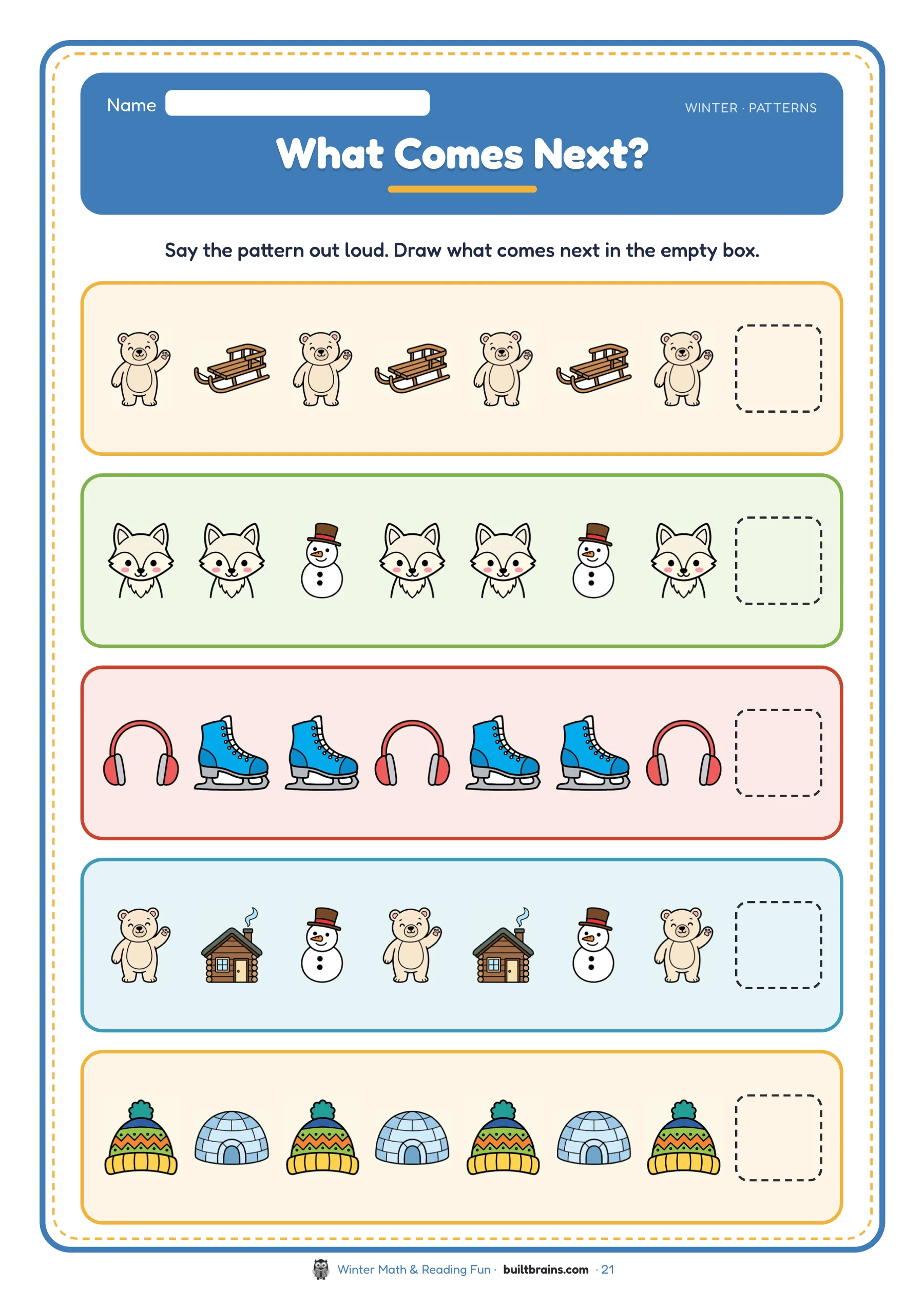 Winter Math & Reading Fun — page preview 7