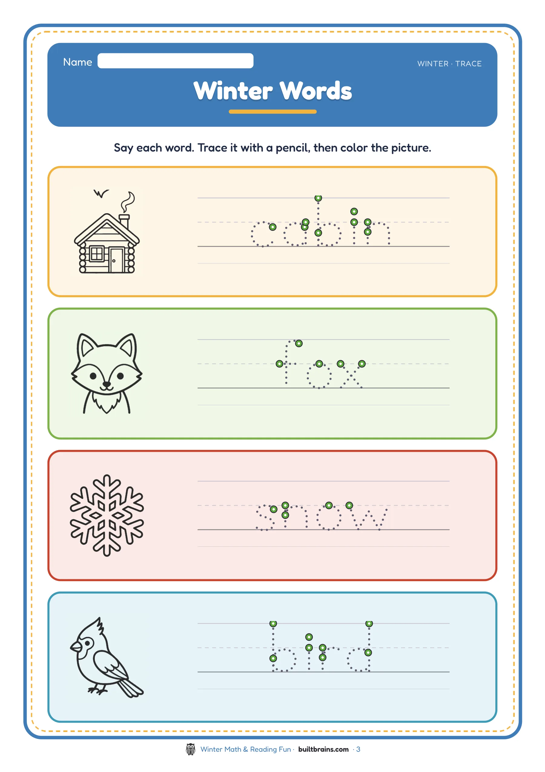 Winter Math & Reading Fun — page preview 1