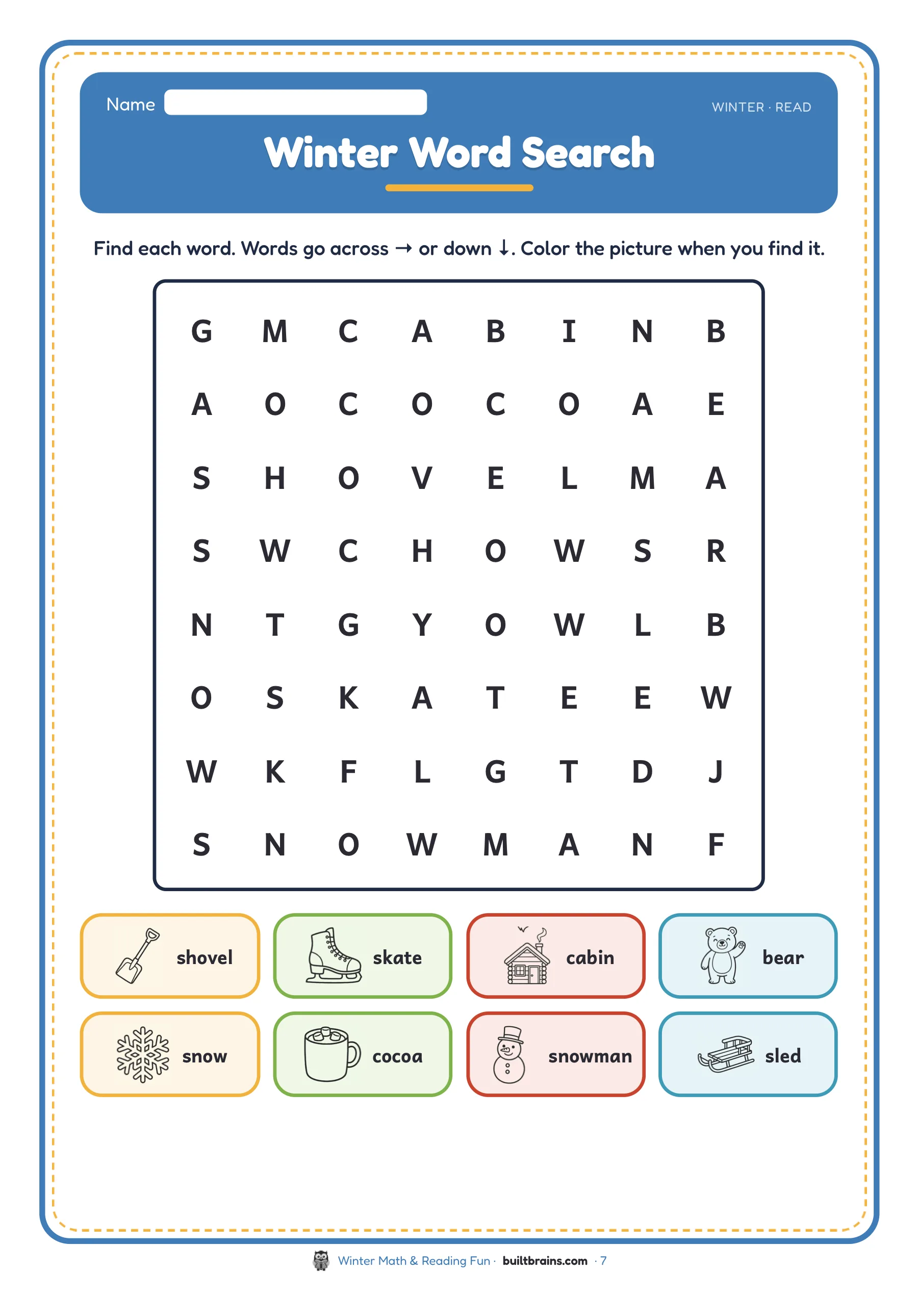 Winter Math & Reading Fun — page preview 2